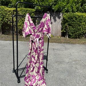 Floral Maxi Dress in Purple and Cream